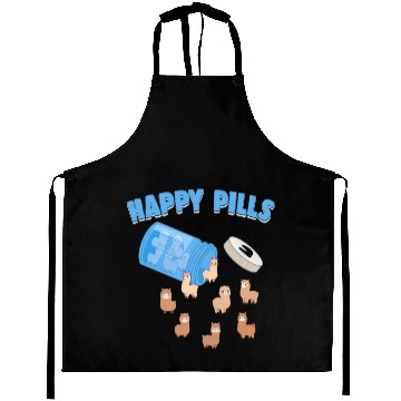 Discover Happy Pills Farm Animal Funny Alpaca Lovers Humor Aprons