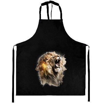 Discover lion head roaring Aprons