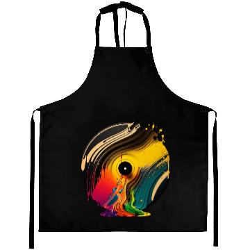 Discover Coolest Retro Vinyl Melted Record Music Splash Art Aprons