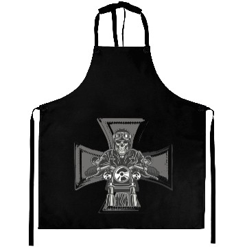 Discover Biker Cross Motorcycle Emblem Skeleton Aprons