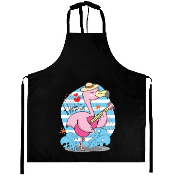 Discover Flamingo Playing Guitar Aprons