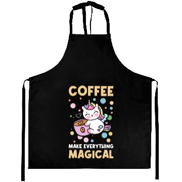 Discover Pink Magical Unicorn Caffeine Coffee Lover Aprons
