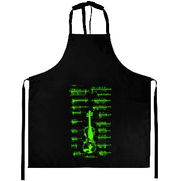 Discover Green Da Vinci Violin Instrument Blueprint Aprons