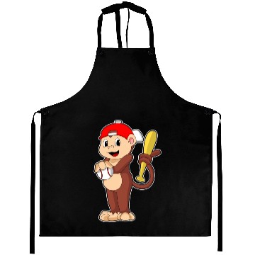 Discover Monkey At Baseball With Baseball Bat Aprons