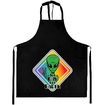 Discover Too Gay For Earth Funny Alien UFO Aprons