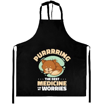 Discover Best Medicine Purring Cat Positivity Cat Lover Aprons