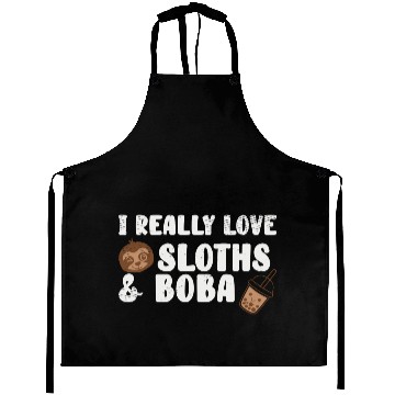 Discover Cute Lazy Sloth Boba Tea Sweet Bubble Tea Aprons
