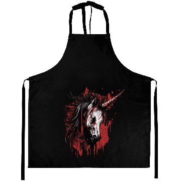 Discover scary unicorn Aprons