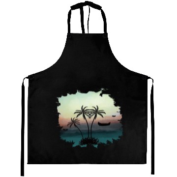 Discover Beach Sunset Watercolor Design Sublimation Art 3 Aprons
