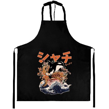 Discover The Great Orca Killer Whale Ramen (Japanese Text) Aprons