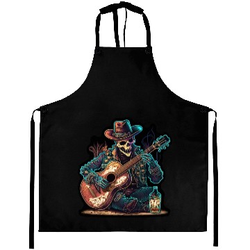Discover cowboy skeleton play guitar Aprons
