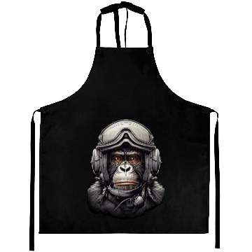 Discover Pilot Monkey Digital Art Aprons