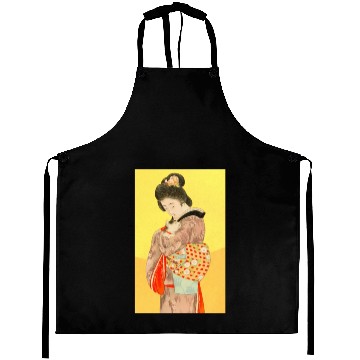Discover Geisha in Kimono with Cat Retro art Aprons