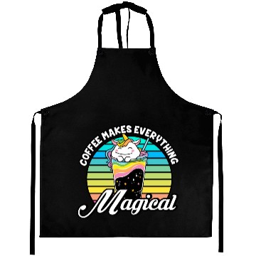 Discover Pink Magical Unicorn Caffeine Coffee Lover Aprons