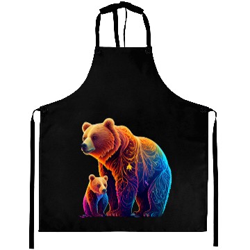 Discover Mother Bear and Cub Sublimation Graphic Wild 3 Aprons