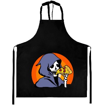 Discover Retro Halloween Pizza Lover Ghost Grim Reaper Aprons
