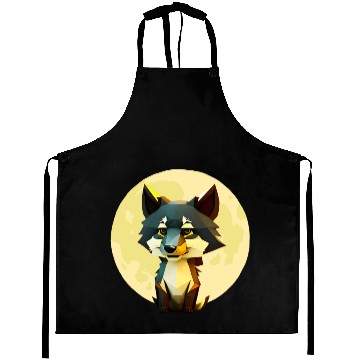 Discover Wolf howling at the moon graphic Aprons