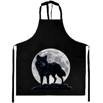 Discover Wolf howling at the moon graphic Aprons