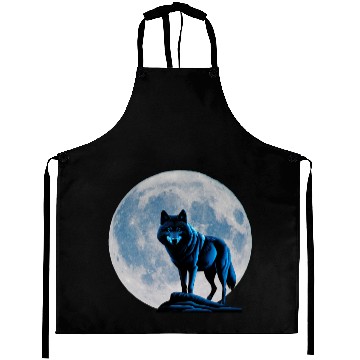 Discover Wolf howling at the moon graphic Aprons