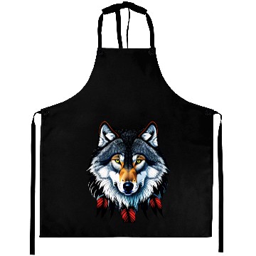 Discover Wolf howling at the moon graphic Aprons