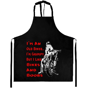 Discover I’m A Grumpy Old Biker ©WhiteTigerLLC.Com Aprons