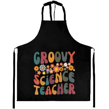 Discover Groovy Science Teacher Retro Colorful Design Aprons