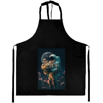 Discover Astronaut Gazing at Stars Surreal Sci-Fi Universe Aprons