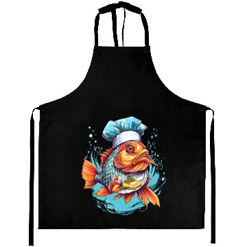 Discover Awesome Culinary Fish Chef Cooking Kitchen Humor Aprons