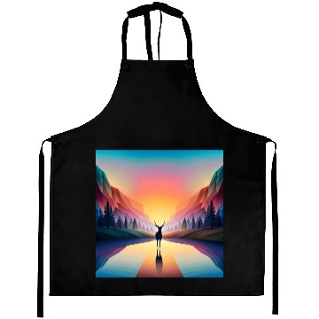 Discover A Deer in A Beautiful Sunset Scene Aprons
