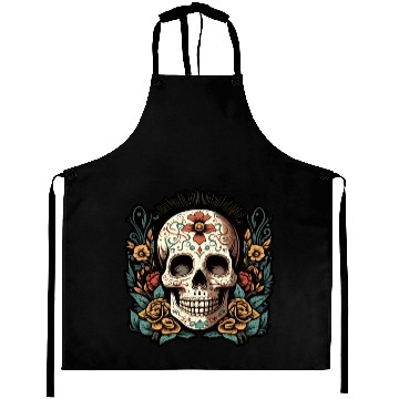 Discover Skull Dia de los Muertos Halloween Tattoo Aprons