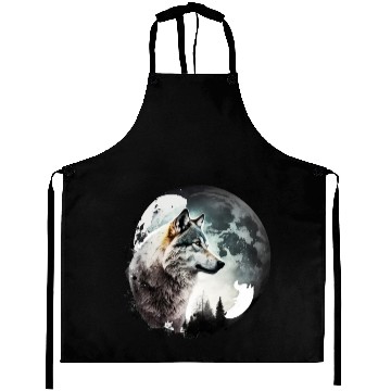 Discover Wolf Moonlight Forest Wild Werewolf Watercolor 1 Aprons