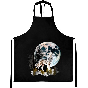 Discover Wolf Moonlight Forest Wild Werewolf Watercolor 2 Aprons