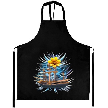 Discover Pirate Flower Ship Aprons