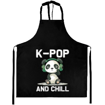 Discover Kpop And Chill Panda Headphones Korean Music Lover Aprons