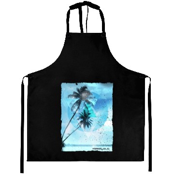 Discover Artistic Honolulu Oahu Hawaii Palm Tree Vacation Aprons