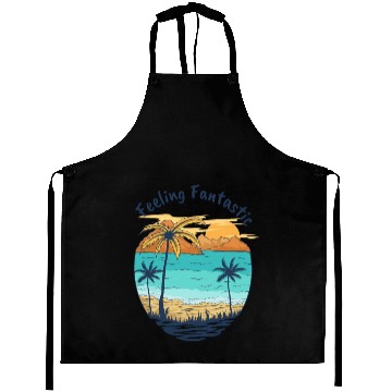 Discover Feelin Fantastic Beach Palm Trees Summer Vacation Aprons