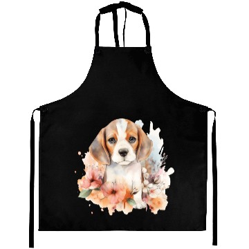 Discover Beagle Puppy Dog Watercolor Floral Aprons