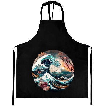 Discover Watercolor Sea Waves Asian Art Water Nature Aprons