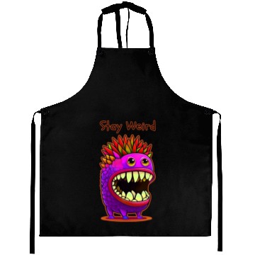 Discover Stay Weird Monster Doodle Violet Aprons