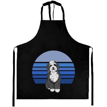 Discover Bernedoodle Retro Blue Aprons