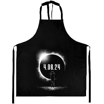 Discover Total Solar Eclipse Man Silhouette 4.08.24 Men's Aprons