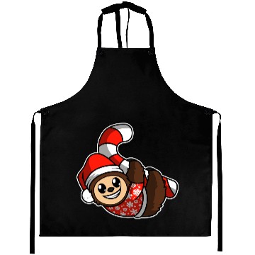 Discover Merry Christmas Sloth Candy Cane Aprons
