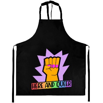 Discover Here And Queer LGBTQ Community Rainbow Pride Month Aprons