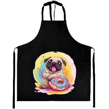 Discover Happy Pug with a Donut Aprons