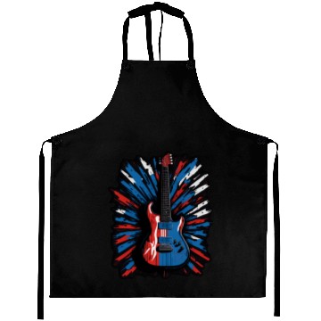 Discover Electric guitar in Union Jack flag colors Aprons