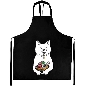 Discover Cute Cat Eating Ramen Aprons