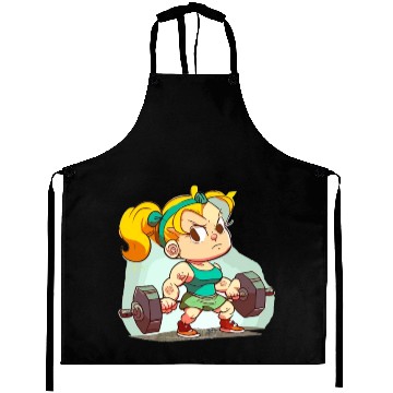 Discover gym girl cartoon style Aprons