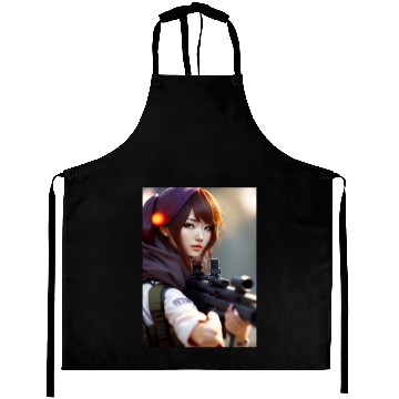 Discover A beautiful girl with a gun Aprons