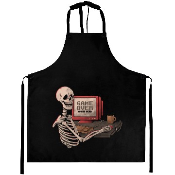 Discover Game Over Skull Funny Geek Skeleton Gift Aprons