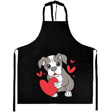 Discover Cute Heart Puppy Boston Terrier Dog Aprons